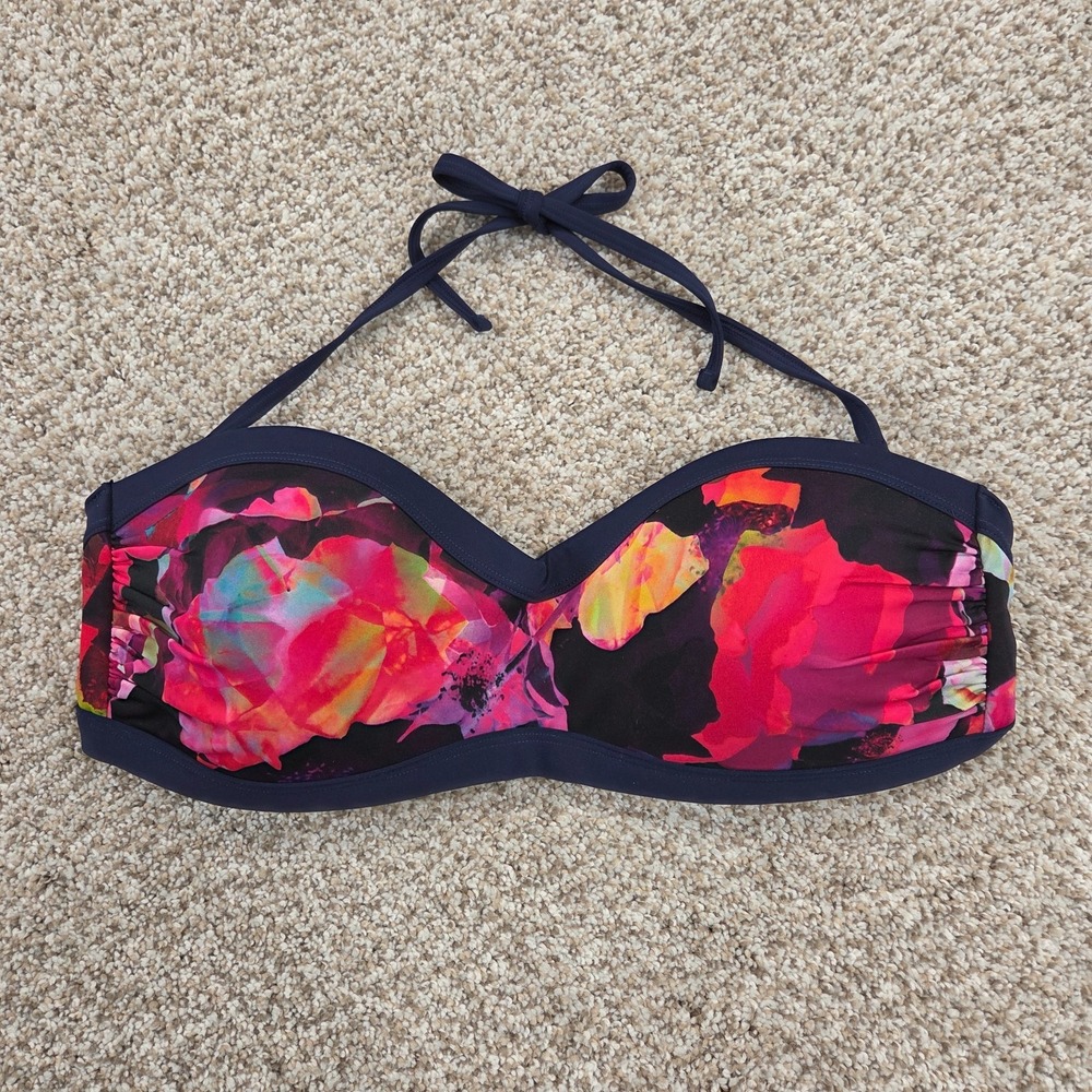 Athleta Halter Bikini Topโ Mystique Red Floral Swimsuit Convertible Strapless L